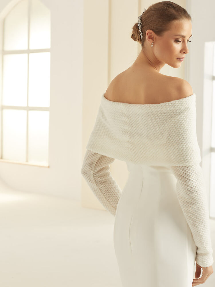 Accessoires Bianco Evento Brautmode, Braut Schuhe und Braut Accessoires 1008A Braut Pullover perfekt zu Hochzeitskleid Boho oder Mix&Match