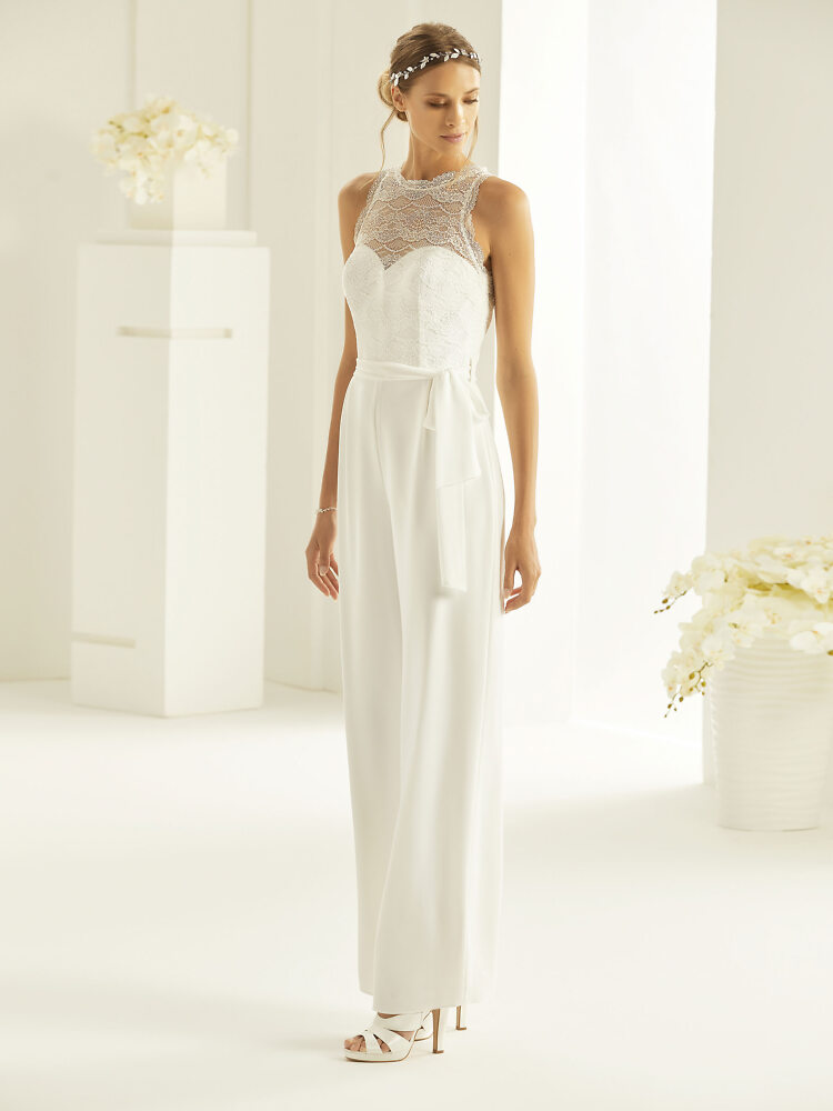 Kurze Kleider, Jumpsuits, Umstandskleider Bianco Evento Brautmode, Braut Schuhe und Braut Accessoires 1013 Jumpsuit Spitze Chiffon