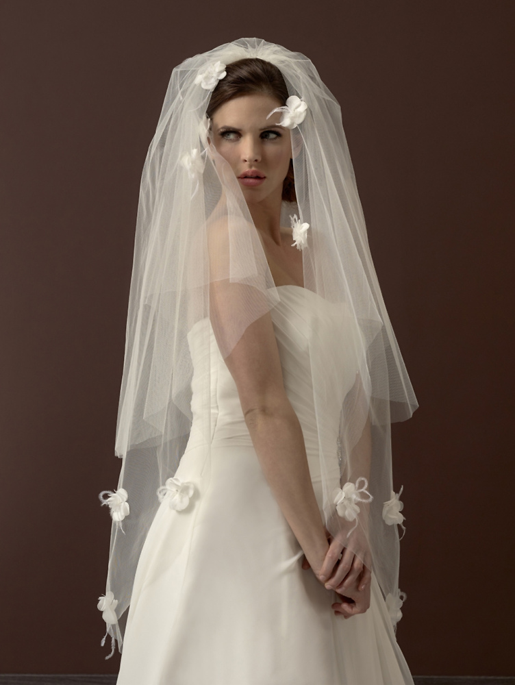 Accessoires Poirier Bridal Brautmode und Braut Accessoires 010A Brautschleier Hochzeit zu romantischem Hochzeitskleid