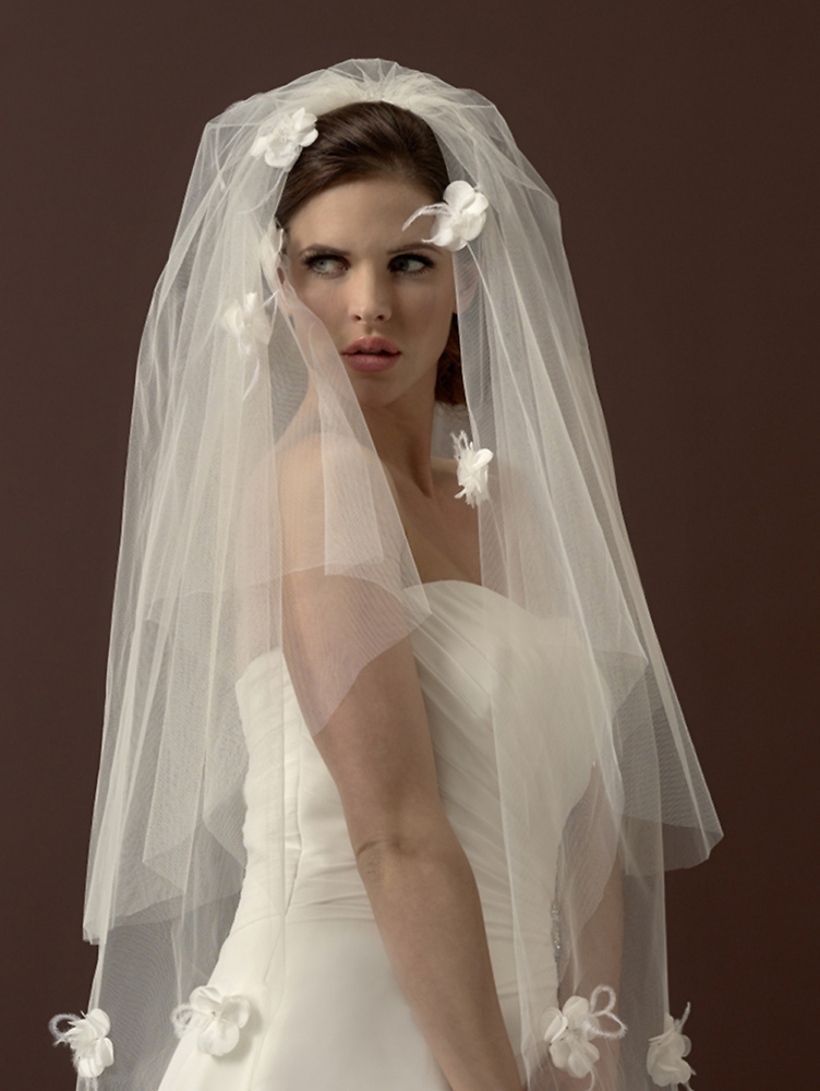 Accessoires Poirier Bridal Brautmode und Braut Accessoires 010B Brautschleier Hochzeit zu romantischem Hochzeitskleid