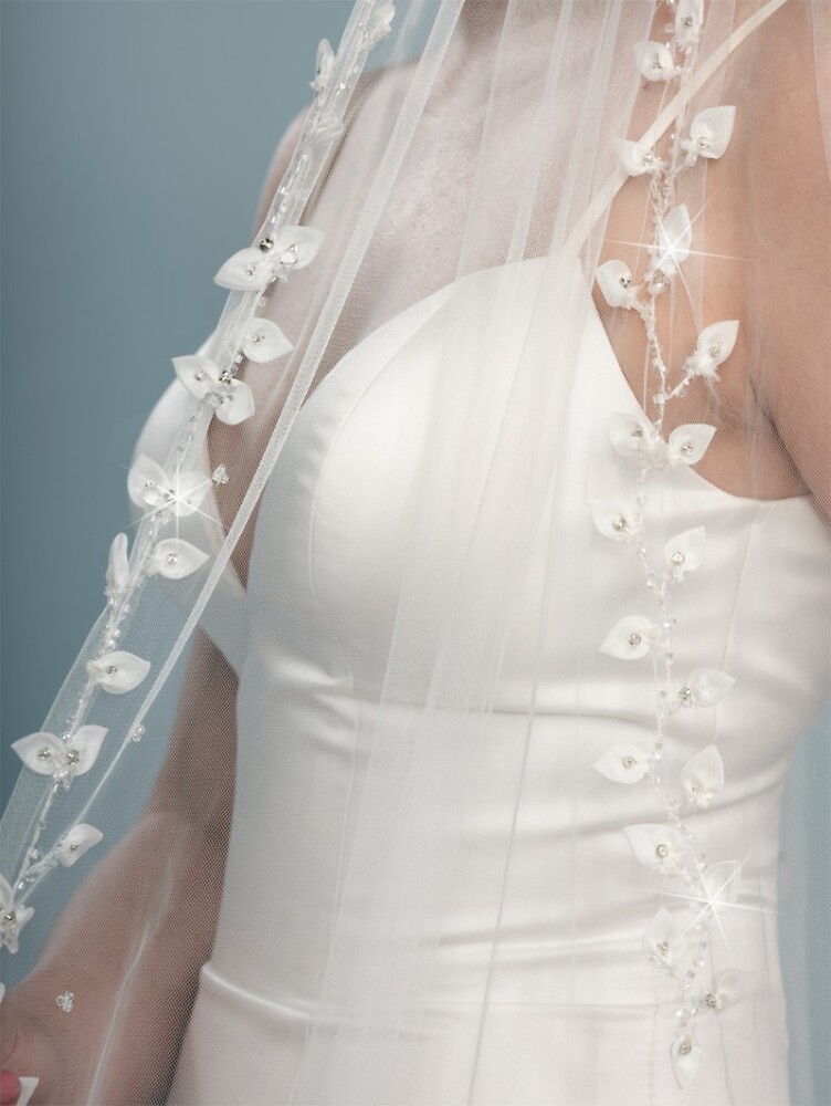Accessoires Poirier 012B Brautschleier Hochzeit zu Hochzeitskleid elfenbeinfarbener Schleier aus Medium-Tüll mit Spitze