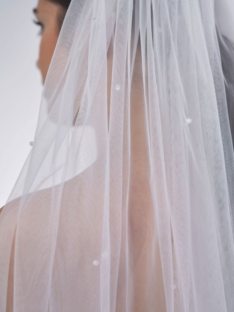 Accessoires Poirier 013B Brautschleier Hochzeit zu Hochzeitskleid, einl. Schleier aus Soft Medium-Tüll mit Spitze
