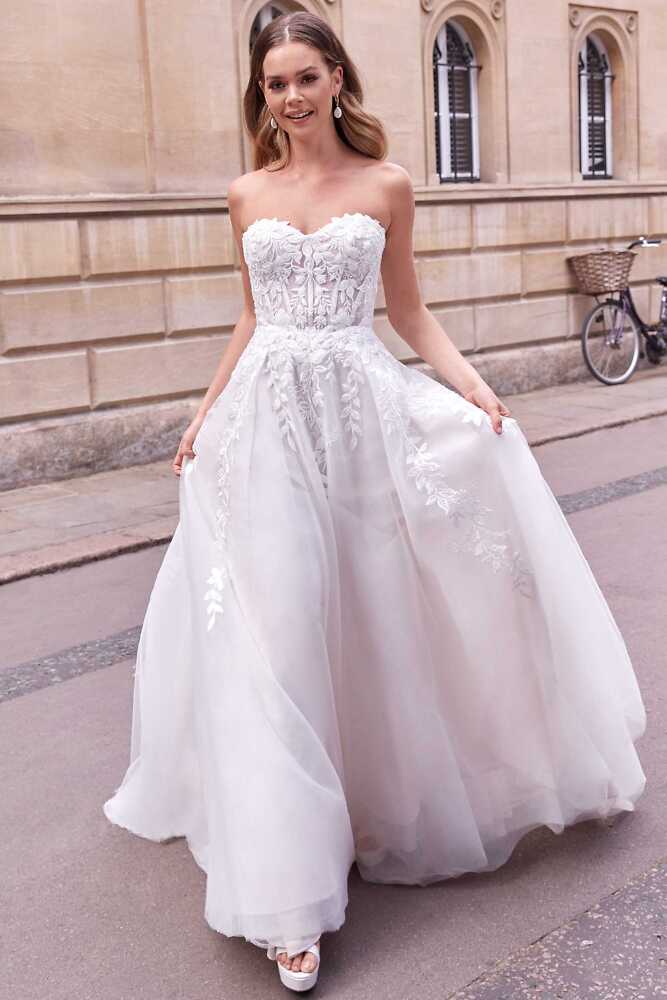A-Linie Justin Alexander Brautmode für die moderne Braut 5027 Hochzeitskleid - Brautkleid ohne Träger - Hochzeitskleider Princess