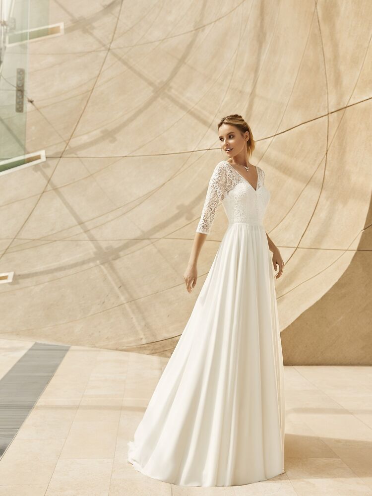 A-Linie Bianco Evento Brautmode, Braut Schuhe und Braut Accessoires 1023A Hochzeitskleid