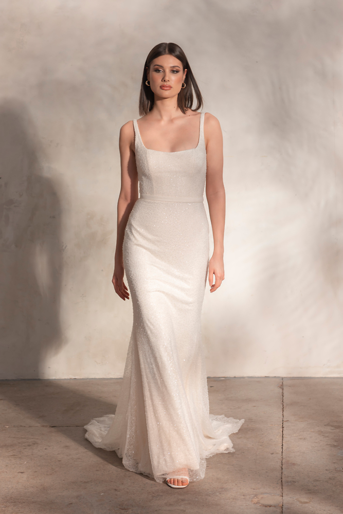 Figurbetont Justin Alexander Bridal - Brautmode für die moderne, elegante Braut 5005L Hochzeitskleid Fit&Flare