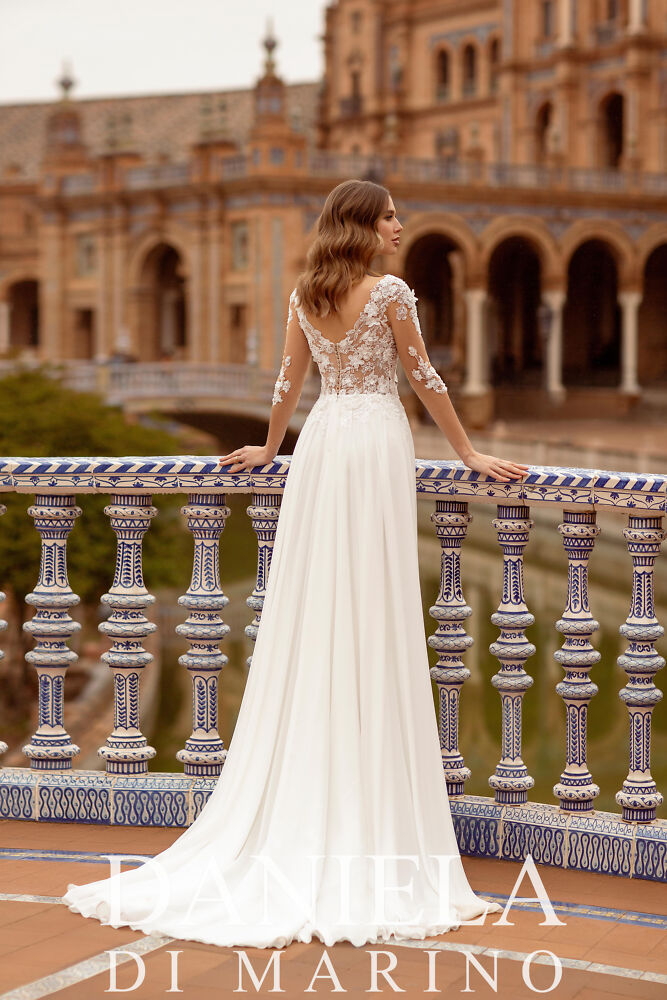 Outlet, Sale Monica Loretti Brautmode - Hochzeitskleid in italienischem Design 07001A Brautkleid 3D Spitze