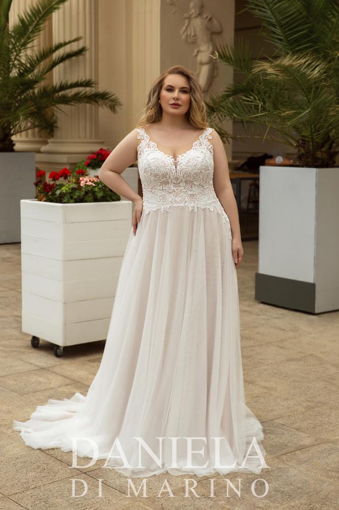 A-Linie Monica Loretti Brautmode - Hochzeitskleid in italienischem Design 7003 Curvy Brautkleid