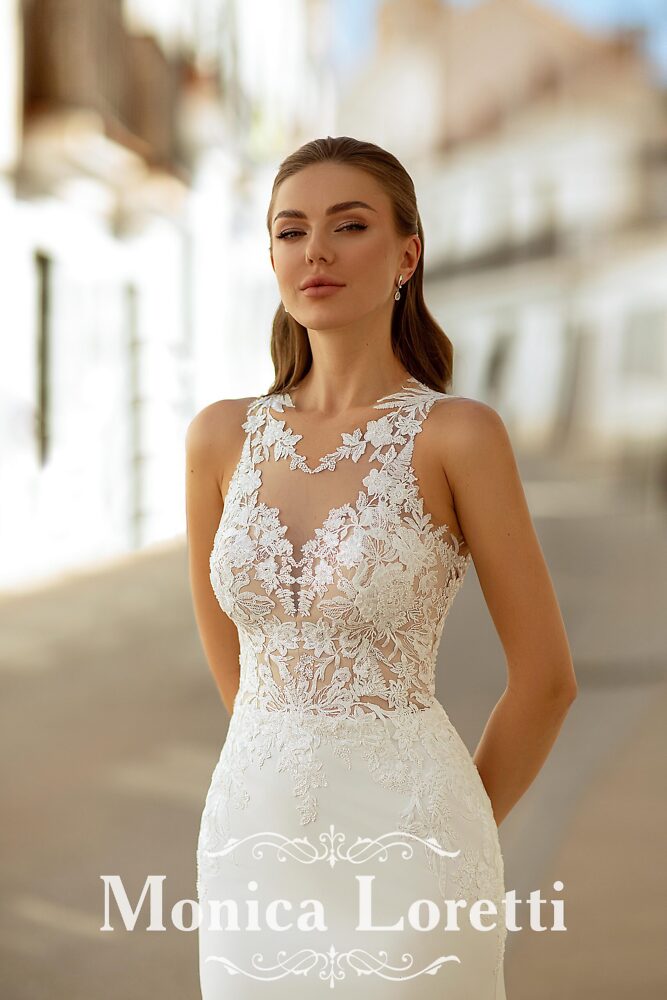 Outlet, Sale Monica Loretti Brautmode - Hochzeitskleid in italienischem Design 07004A Brautkleid Fit&Flare