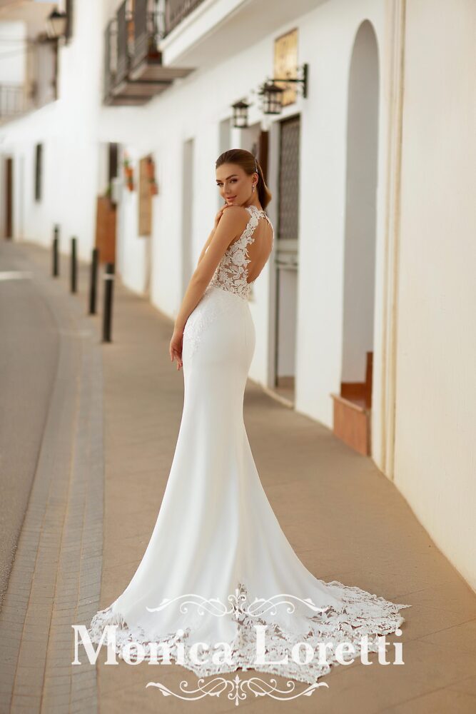 Figurbetont Monica Loretti Brautmode - Hochzeitskleid in italienischem Design 07004b Brautkleid Fit&Flare