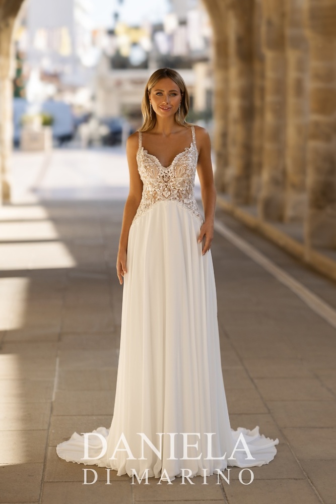 A-Linie Monica Loretti Brautmode - Hochzeitskleid in italienischem Design 07012 Brautkleid Daniela Di Marino