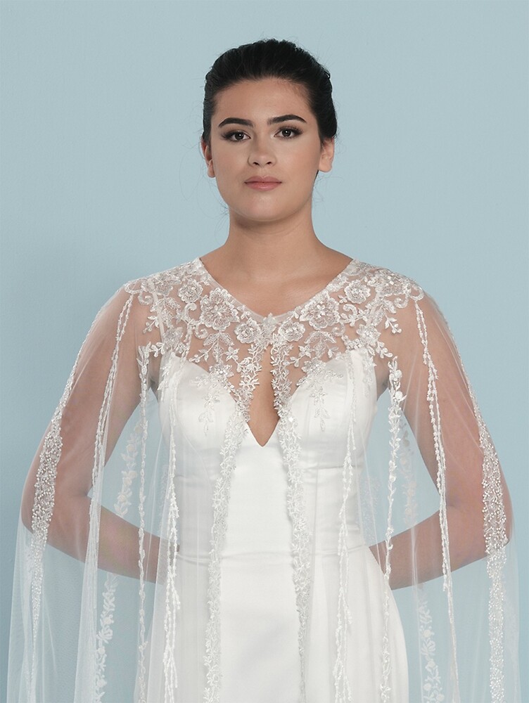 Accessoires Poirier Bridal Brautmode und Braut Accessoires 024Apb Braut Cape mit Pailletten