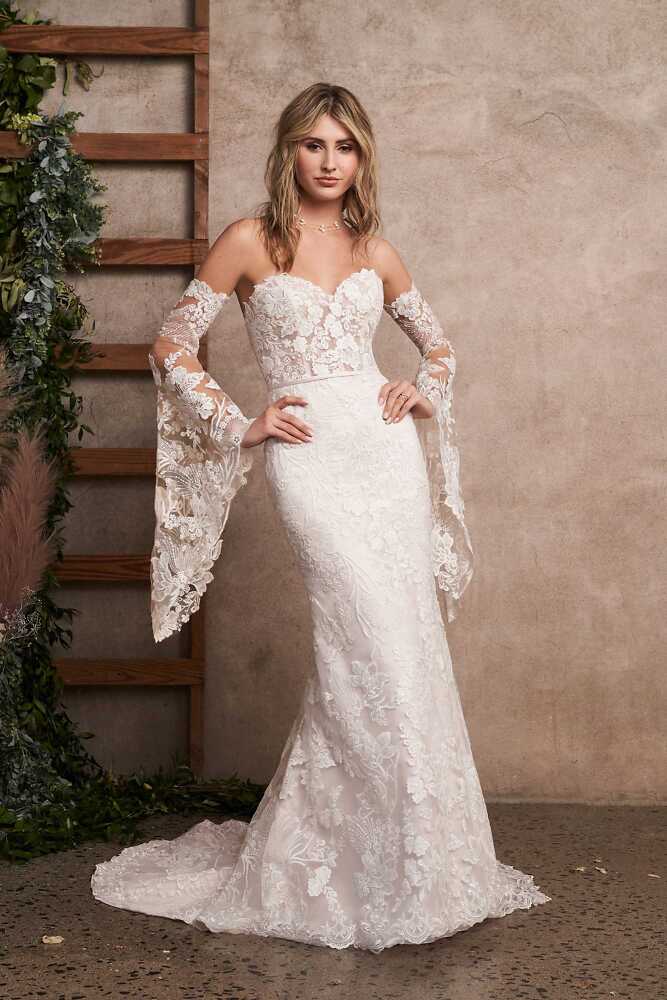 Figurbetont Lillian West Bridal dresses -  romantische Boho Hochzeitskleider 085B Boho Brautkleid fit&flare