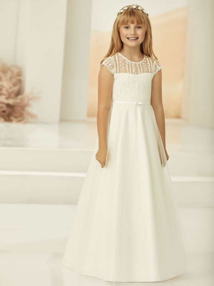 Festmode für kleine Prinzessinnen Bianco Evento Brautmode, Braut Schuhe und Braut Accessoires 01049B Kommunionskleid
