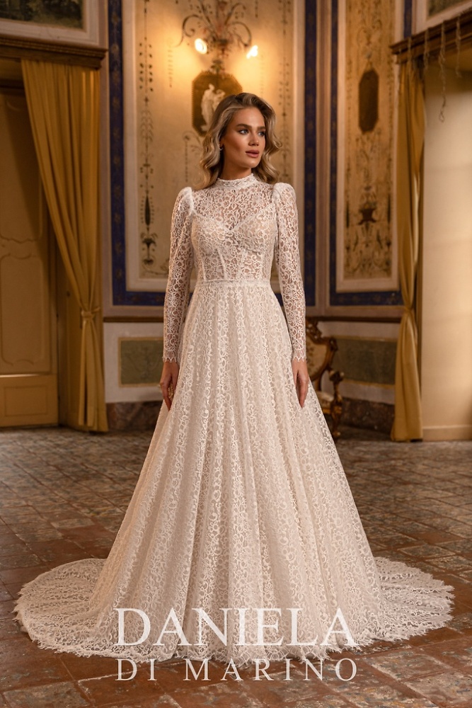 A-Linie Monica Loretti Brautmode - Hochzeitskleid in italienischem Design 07039B Brautkleid / Partykleid