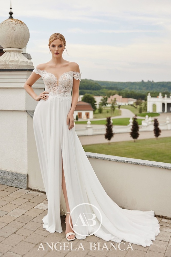 A-Linie Monica Loretti Brautmode - Hochzeitskleid in italienischem Design 07042B Brautkleid 