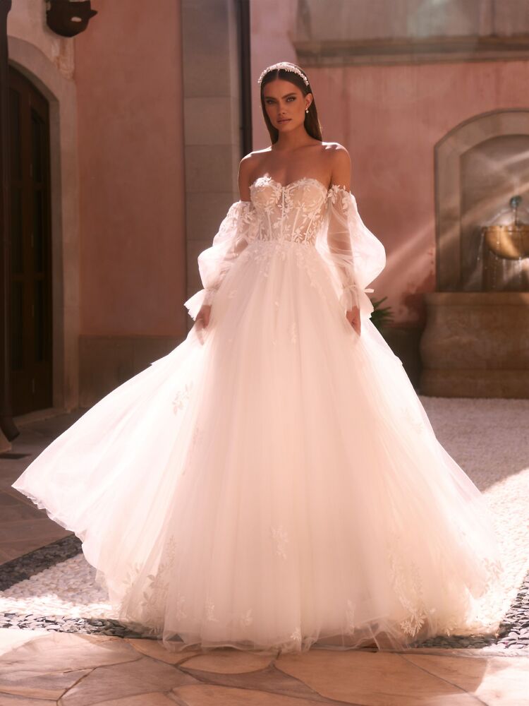 Princess Bianco Evento Brautmode, Braut Schuhe und Braut Accessoires 01077A Brautkleid Prinzessin