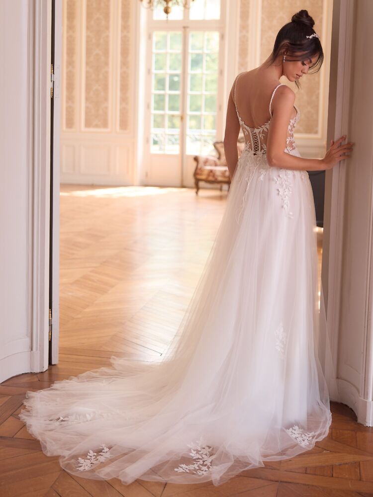 A-Linie Bianco Evento Brautmode, Braut Schuhe und Braut Accessoires 01078B Brautkleid in A-Linie mit Schnürung