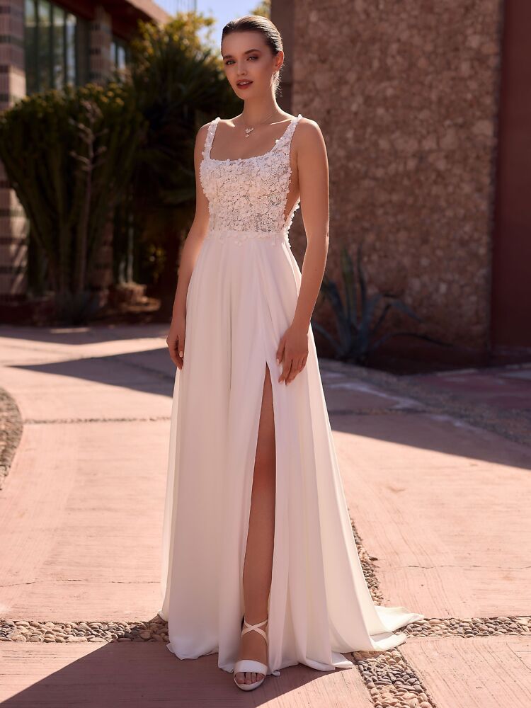 A-Linie Bianco Evento Brautmode, Braut Schuhe und Braut Accessoires 01079A Brautkleid romantisch