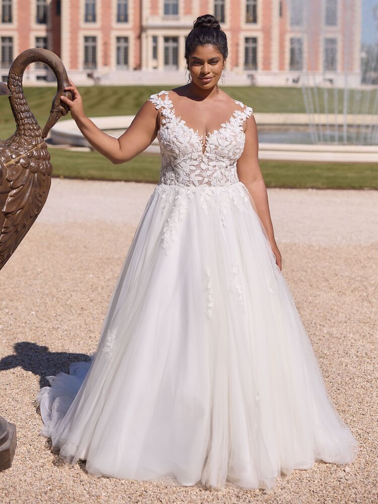 Princess Bianco Evento Brautmode, Braut Schuhe und Braut Accessoires 01080 Romantisches Brautkleid 