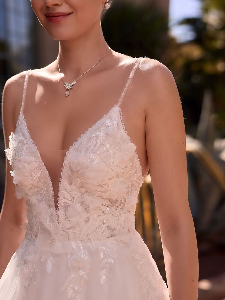 Princess Bianco Evento Brautmode, Braut Schuhe und Braut Accessoires 01082A Brautkleid Organza