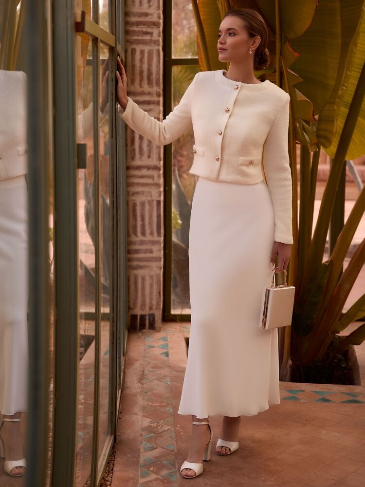 Mix & Match Bianco Evento Brautmode, Braut Schuhe und Braut Accessoires 01085A Brautrock midi