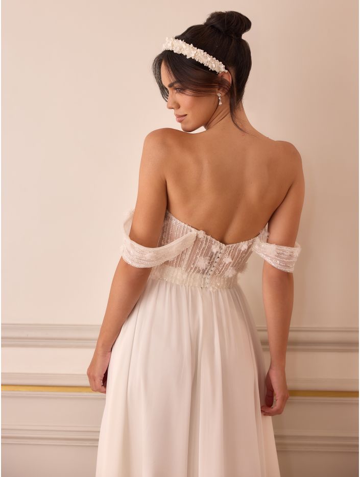 Mix & Match Bianco Evento Brautmode, Braut Schuhe und Braut Accessoires 01048A Braut Corsage Carmen Stil